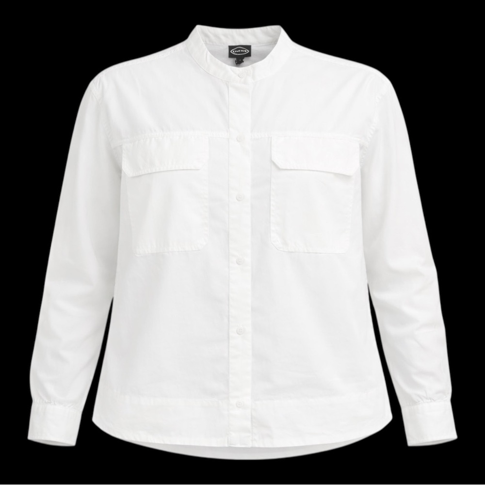 New Scoop Women's Cropped Oversized Button-Down White Jacket Size Large
